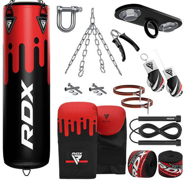 RDX red black punching bag with mitt