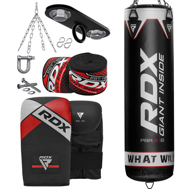 RDX X1 Black 4ft Filled 8pc Punch Bag Set