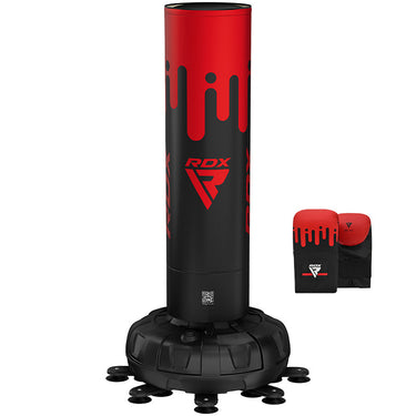 RDX F9 6FT ADULTS FREE STANDING PUNCH BAG WITH BAG MITTS FOR TRAINING & WORKOUT SET#color_red