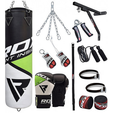 RDX 17pc Lourd Sac de Frappe & Gants Set 12oz  5 ft Vert Cuir PU