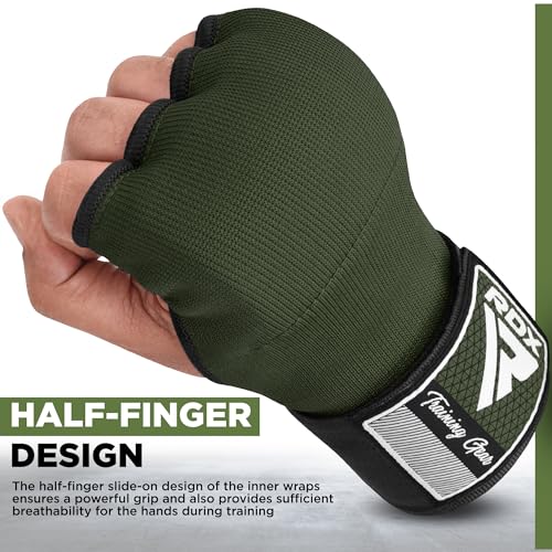 RDX IS Gel Padded Inner Gloves Hook & Loop Wrist Strap for Knuckle Protection OEKO-TEX® Standard 100 certified#color_Army-green