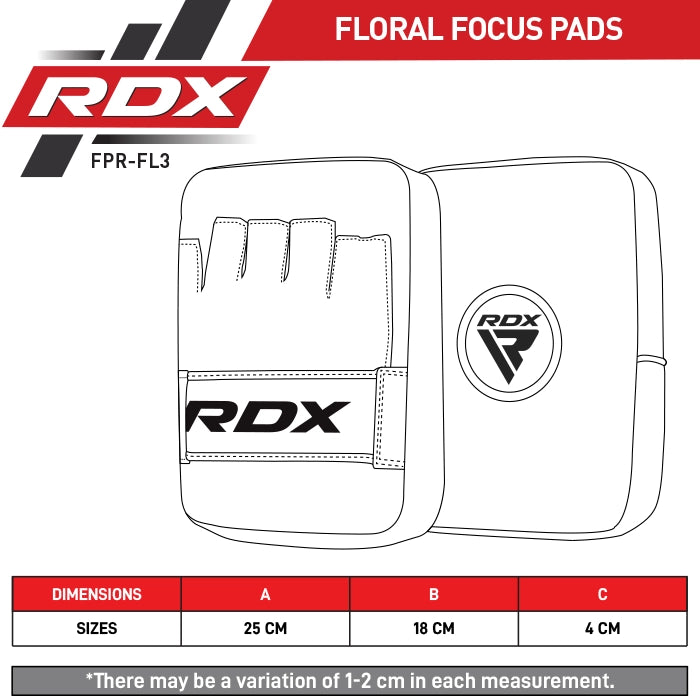 RDX Fl3 Floral Focus Pads Size Chart
