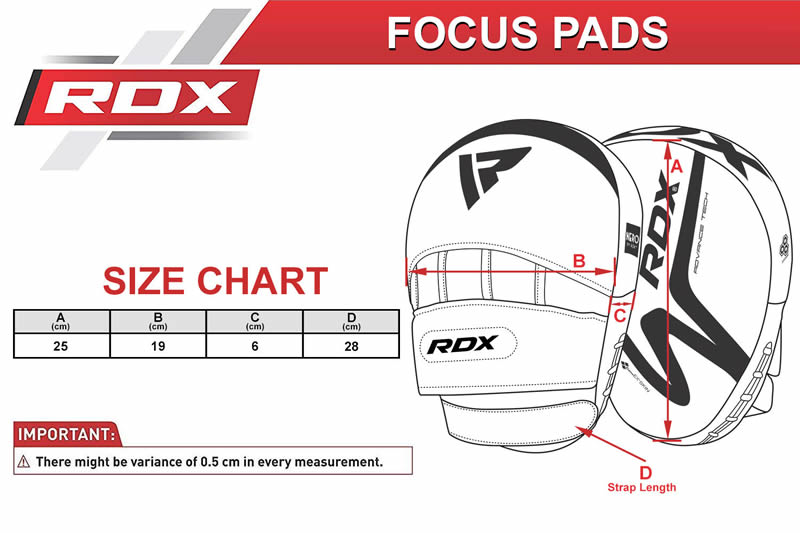 RDX T15 Nero Matte Green Focus Pads Size Chart
