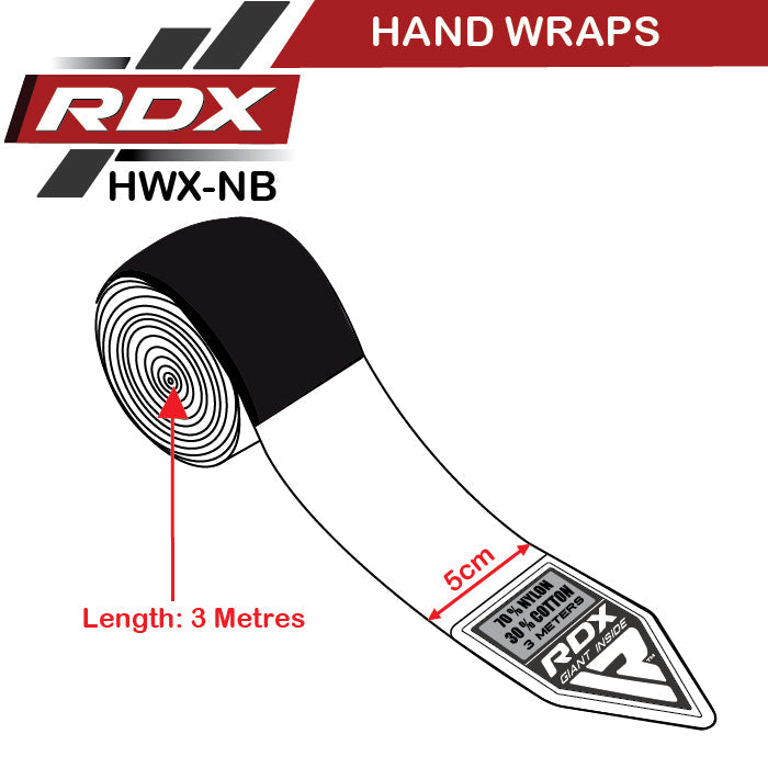 RDX NB Bandes De Boxe D'1m En Gel Size Chart