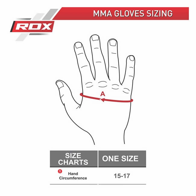 RDX J1 Enfants MMA Gants de Grappling Size Chart