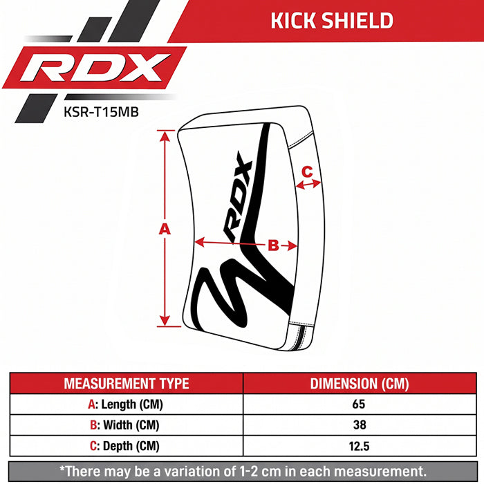 RDX T15 Noir Pad de Coup de Pied Size Chart