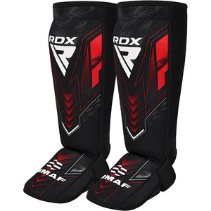 RDX IMMAf Approved Neoprene Shin Instep Guards Red