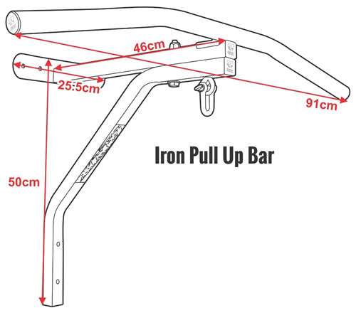 RDX X1 Noir Barre de Traction avec Support Mural Size Chart