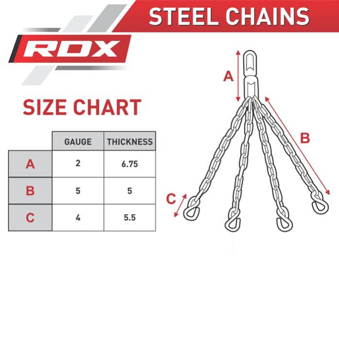 RDX X1 Punch Bag Chains Size Chart