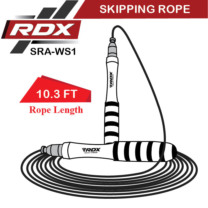 RDX S1 Corde À Sauter De 3m10 Avec Poignées En Aluminium Antidérapantes Size Chart