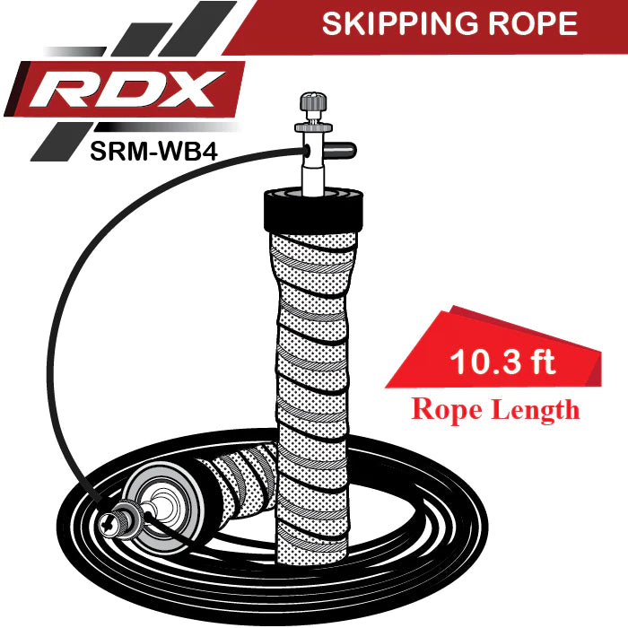 RDX B4  Corde À Sauter Réglable De 10.3 Avec 2 Câbles En Acier Qui Ne S'emmêlent Pas Size Chart