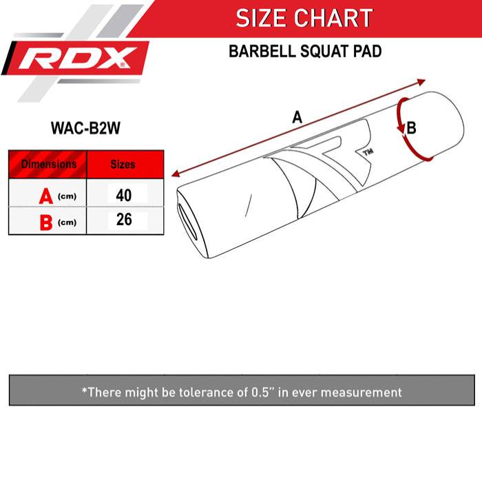 RDX B2 Gym Barbell Bar Foam Wrap Pad Size Chart