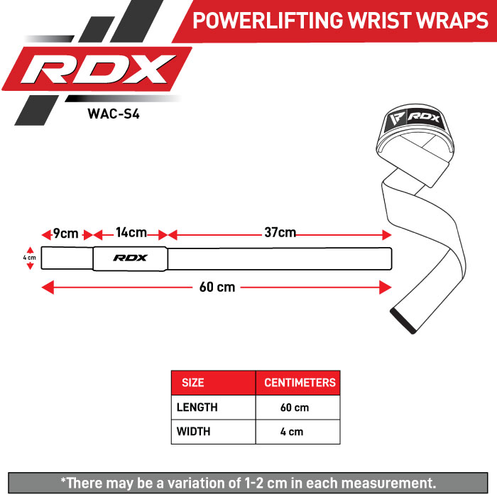 RDX S4+ Supports de Poignes D'haltérophilie  Size Chart