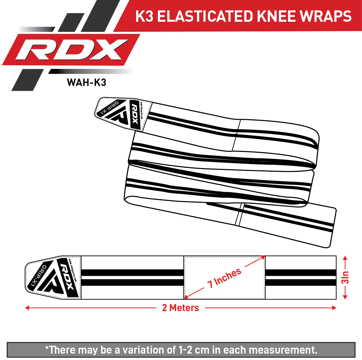 RDX W2 Sangles de Musculation Orange Size Chart