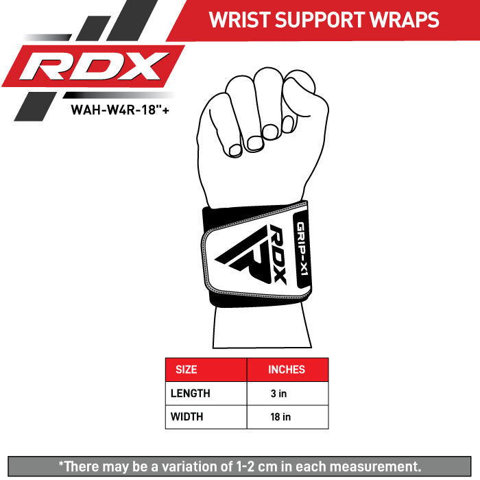 RDX W4 Wrist Support Wraps For Weight Lifting Size Chart