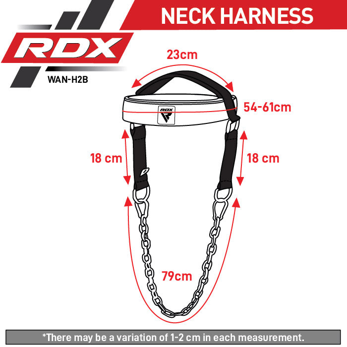 RDX H2 Harnais De Tête et de Cou Pour les Exercices D'haltérophilie et de Renforcement Musculaire Size Chart