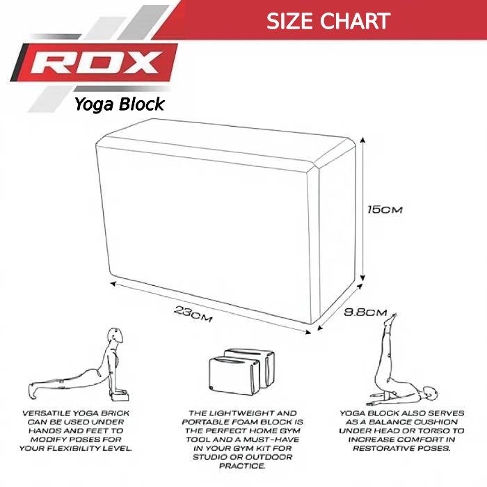RDX D7 High Density Eva Foam Yoga Blocks Non-Slip Brick Size Chart