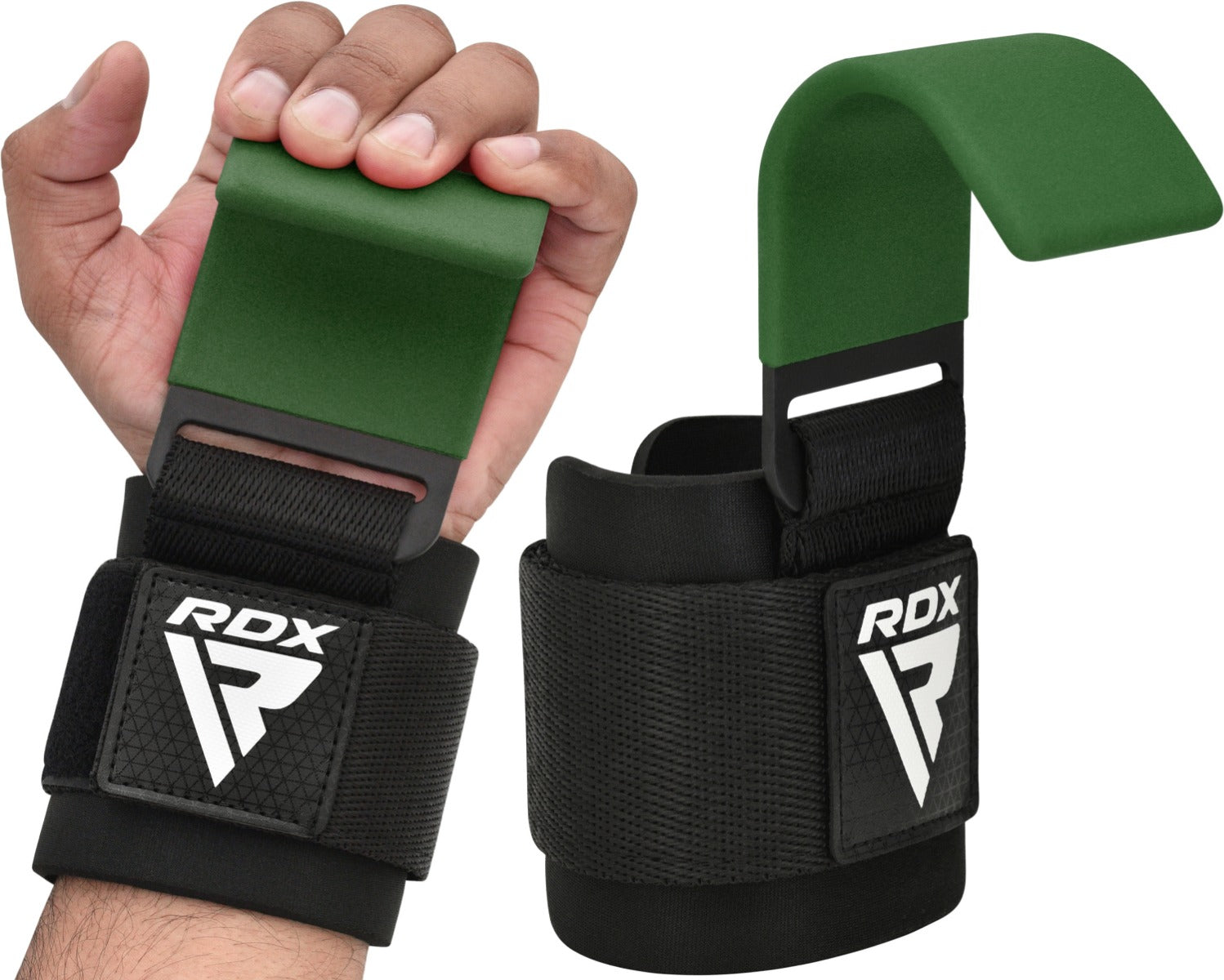 RDX W5 Weight Lifting Hook Straps#color_armygreen