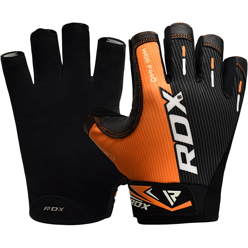 RDX F44 Small Orange Lycra Gym Workout Gloves 