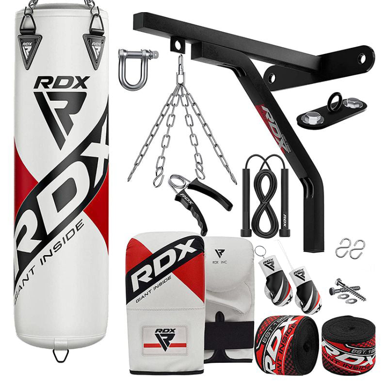 RDX F10 White 4ft Filled 17pc Punching Bag Set 