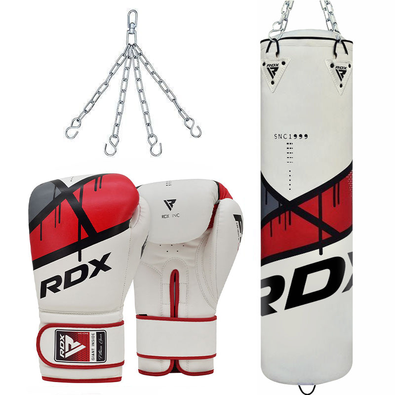 RDX Ego Red 5ft Unfilled Punch Bag Set With 12oz Gloves