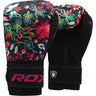 RDX FL3 Floral 10oz Black Leather X Boxing Gloves