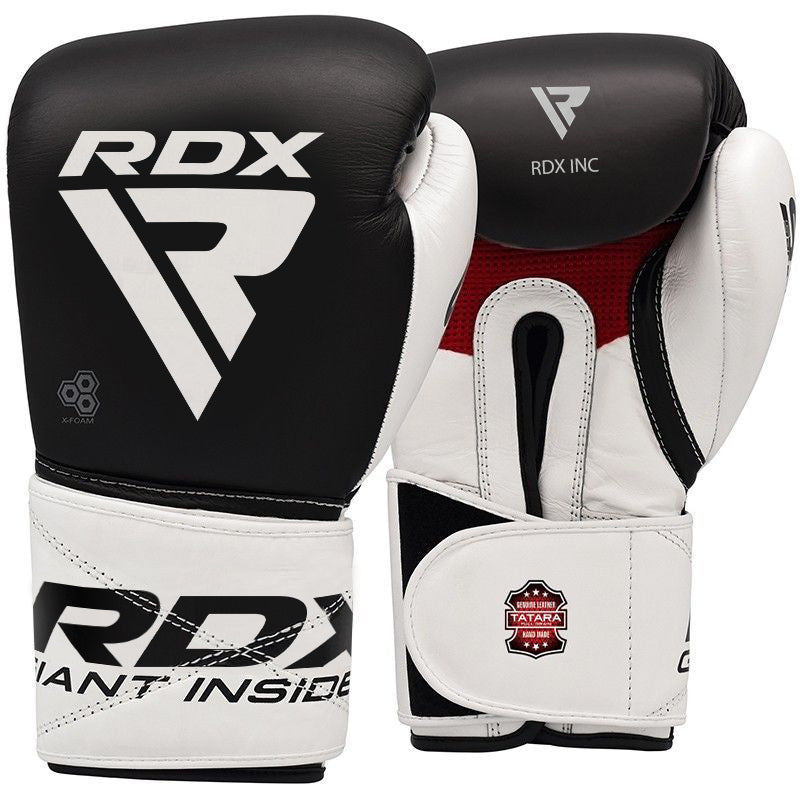 RDX S5 16oz Black Leather Sparring Boxing Gloves