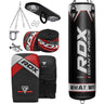 RDX X1 Black 4ft Filled 8pc Punch Bag Set 