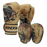 RDX T14 HARRIER Tattoo 10oz Brown Boxing Gloves, Focus Pads & Free Bag Set