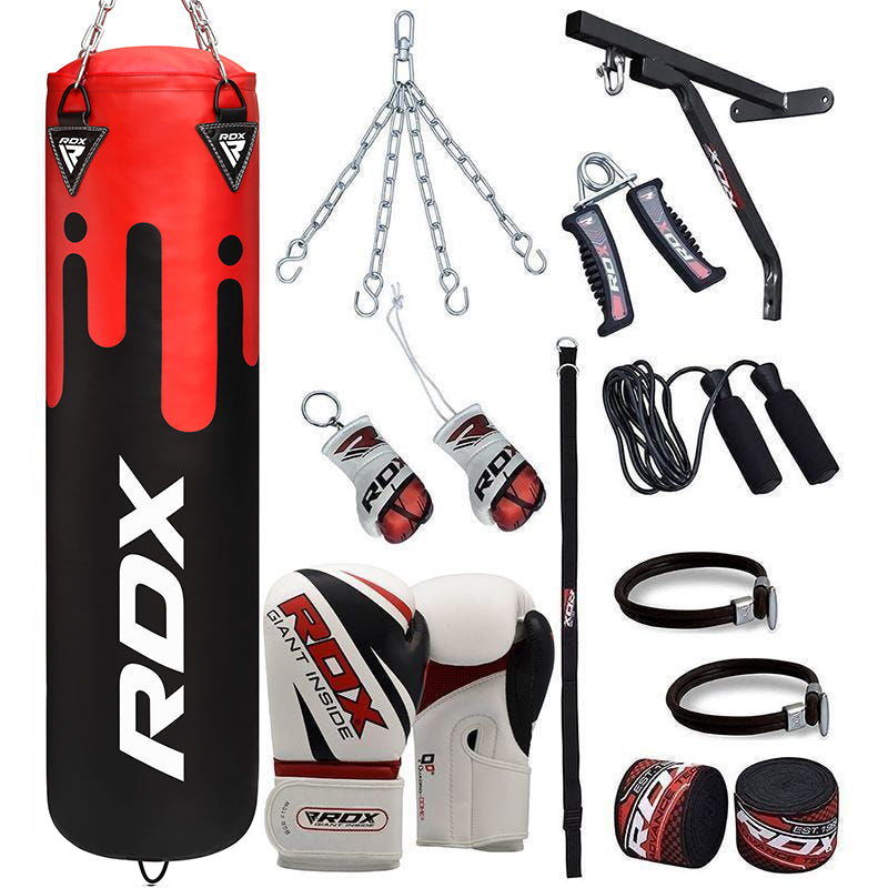 RDX F9 Red 4ft Unfilled 17pc Punch Bag With 12oz Gloves   