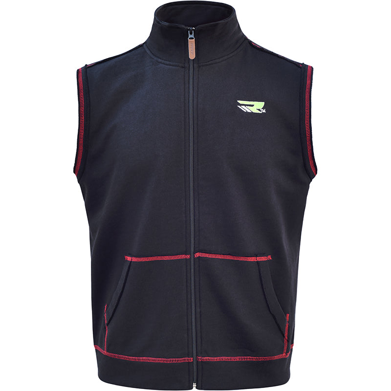 RDX 4B Sleeveless Black High Neck Terry Fleece Jacket