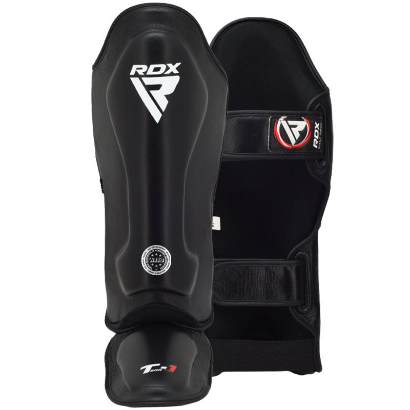 RDX T1 WAKO Approved Leather Shin Instep-Black-M