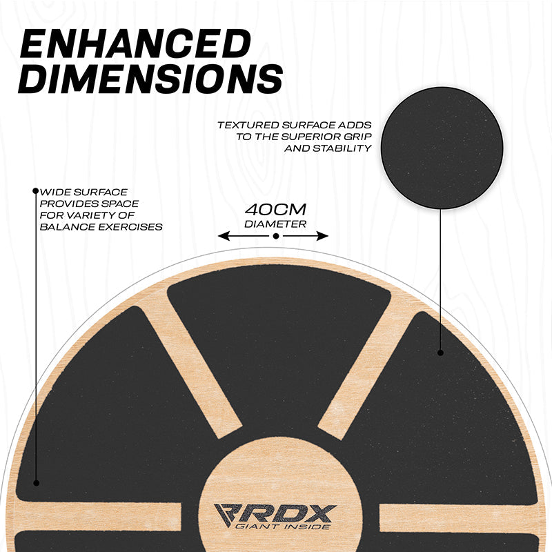 RDX W1 Wooden Wobble Round Balance Board#color_black