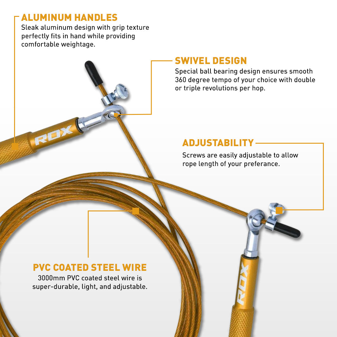 RDX C2 Adjustable Aluminum Handle Skipping Rope