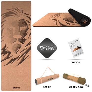RDX D1  4-in-1 Tapis de Yoga en Liège 6 mm 