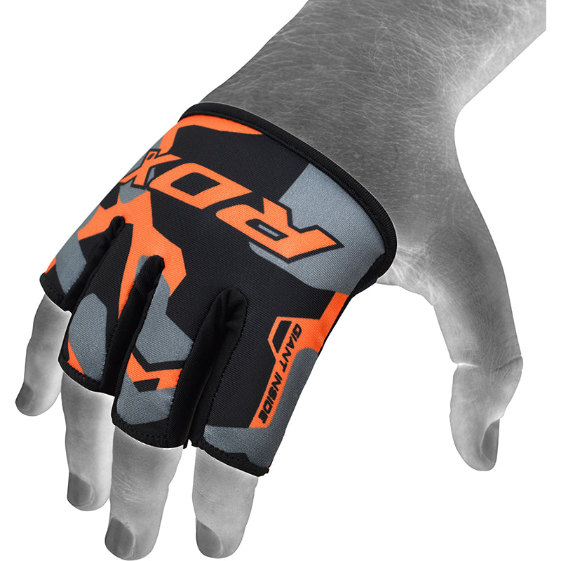 RDX 4O Anti-Slip Weightlifting Grips Sweat-Wicking Camouflage Orange/Black/Gray