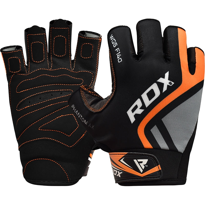 RDX F14 Small Orange Lycra Weight Lifting Gloves