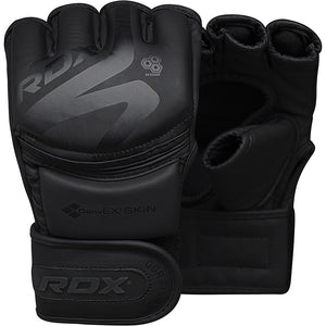 RDX F15 Noir MMA Grappling Training Gloves Open Palm Thumb Protection