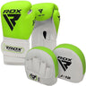 RDX J12 KIDS 6oz Boxing Gloves & Focus Pads Set#color_green