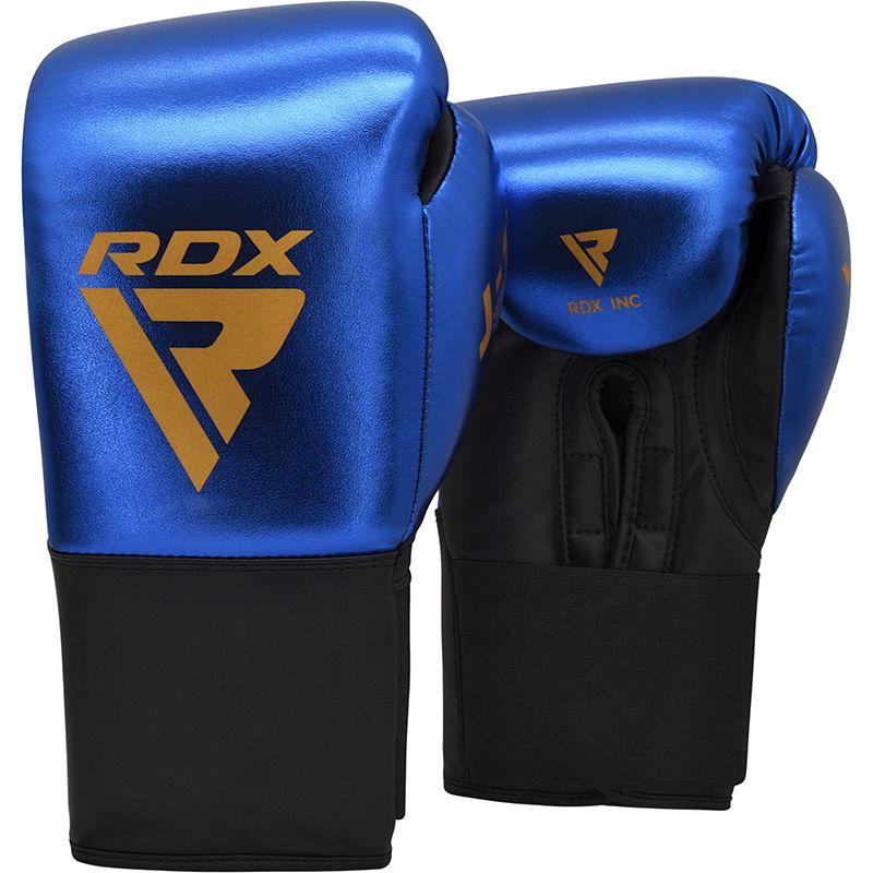 RDX J13 Kids Boxing Gloves 8oz & Focus Mitts Set Blue/Gold/Black