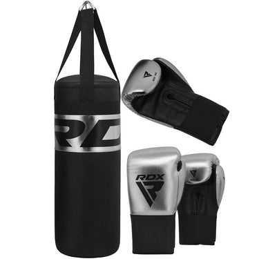 RDX J13 Junior 2ft Punch Bag and Gloves Set#color_silver