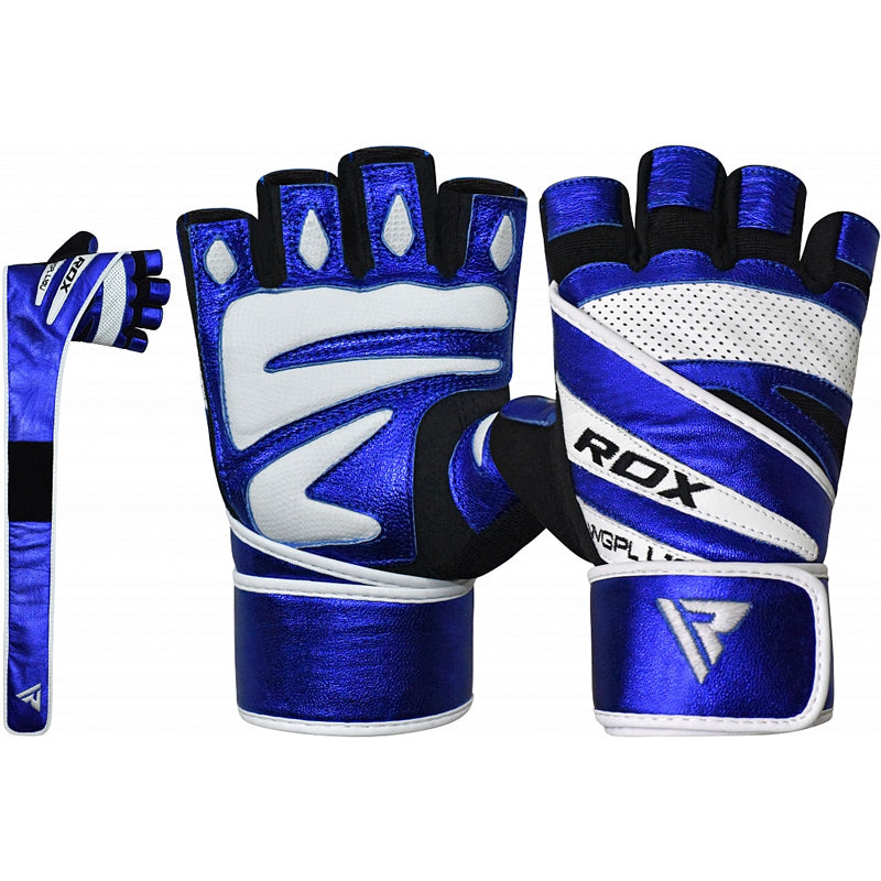 RDX L10 Small Blue Leather Weight Lifting Gloves 