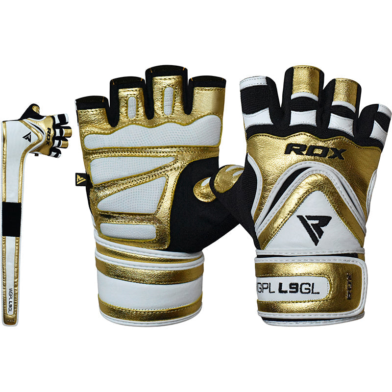 RDX L9 Extra Large Golden Weight Lifting Gloves 