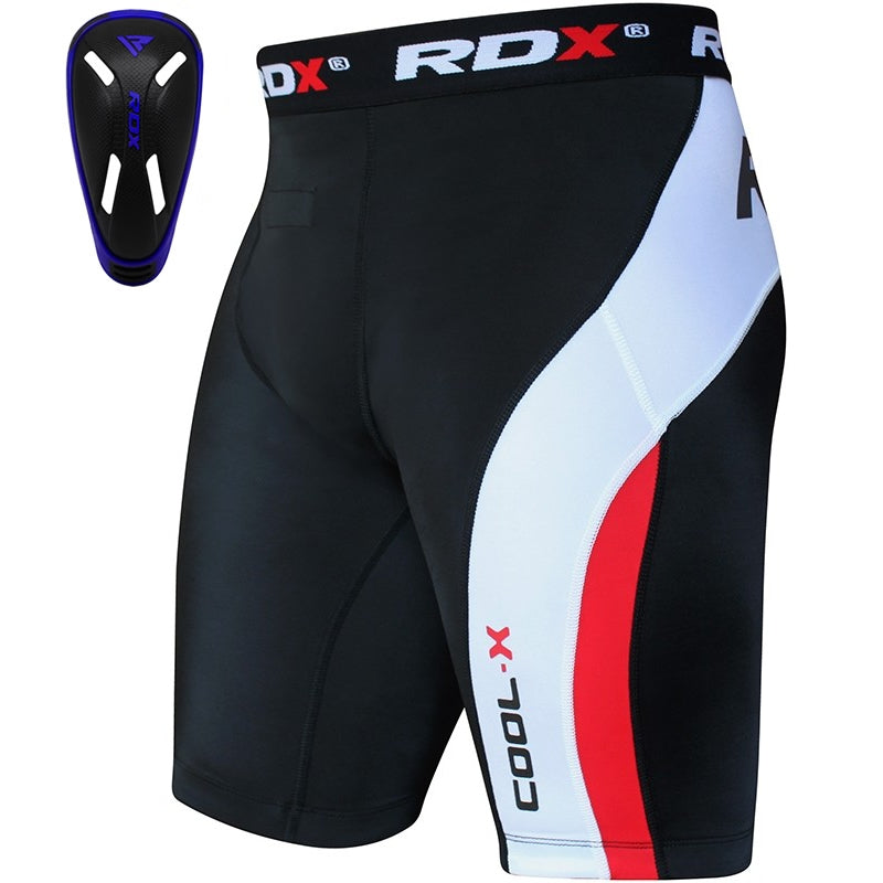 RDX MB Small Compression Shorts with Groin Cup#color_orange#color_blue