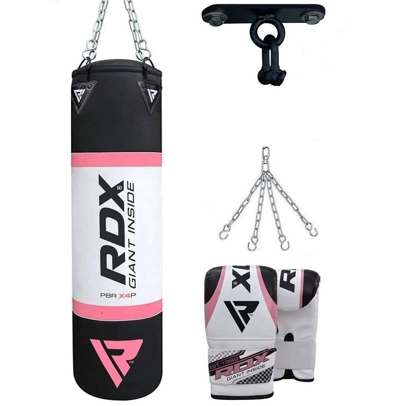 RDX X4 Punch Bag with Gloves & Ceiling Hook
