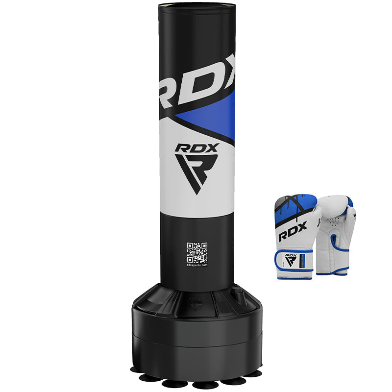 RDX R8 4ft Kids Free Standing Punch Bag With Gloves For Training &amp; Workout Set Blue