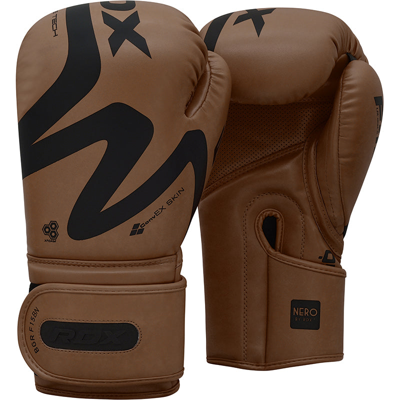 RDX T15 Nero Brown Boxing Gloves & Focus Pads