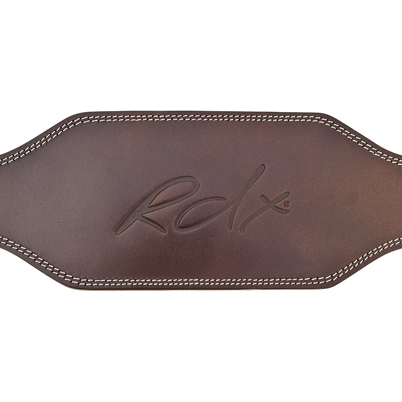 RDX 6 Inch Leather Brown Weightlifting Belt