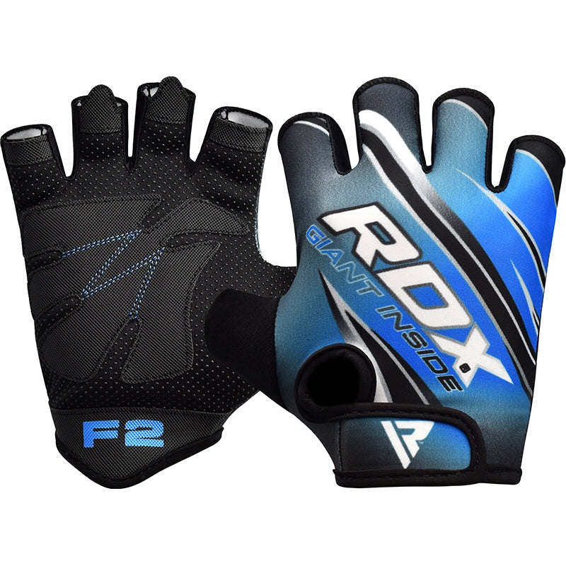 RDX F2 Medium Blue Lycra Weight lifting gloves
