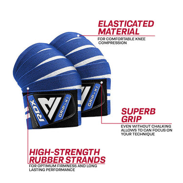 RDX K4 Weightlifting Knee Wraps #color_blue